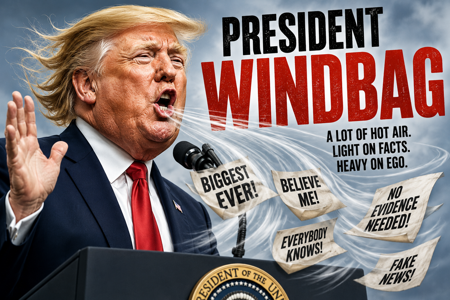 President Windbag politics replacing evidence