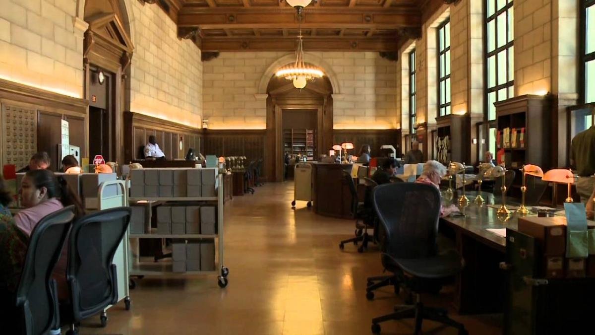 National Archives research room in Washington DC